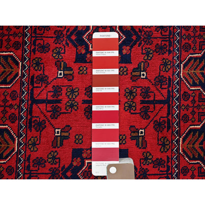 Tribal & Geometric Wool Hand Knotted Rug Red 1.9x4.8 -O0744