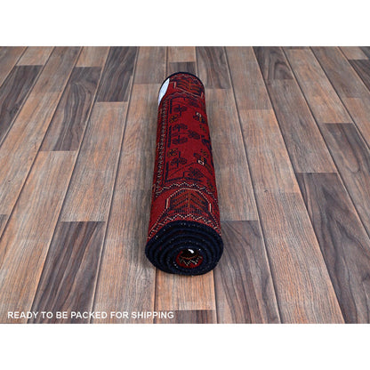 Tribal & Geometric Wool Hand Knotted Rug Red 1.9x4.8 -O0744