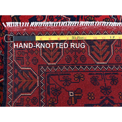 Tribal & Geometric Wool Hand Knotted Rug Red 1.9x4.8 -O0744