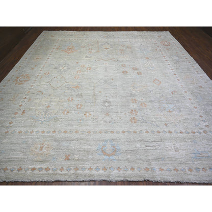 Oushak And Peshawar Wool Hand Knotted Rug Grey Gray 11.10X11.11 -O074505