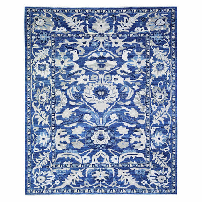 Oushak And Peshawar Wool Hand Knotted Rug Blue Blue 8.2X9.8 -O074507