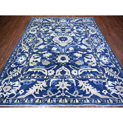 Oushak And Peshawar Wool Hand Knotted Rug Blue Blue 8.2X9.8 -O074507