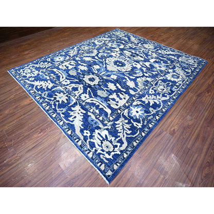 Oushak And Peshawar Wool Hand Knotted Rug Blue Blue 8.2X9.8 -O074507
