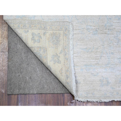Oushak And Peshawar Wool Hand Knotted Rug Ivory Ivory 2.5X9.6 -O074509