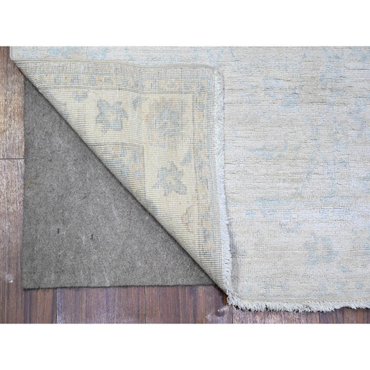 Oushak And Peshawar Wool Hand Knotted Rug Ivory Ivory 2.5X9.6 -O074509