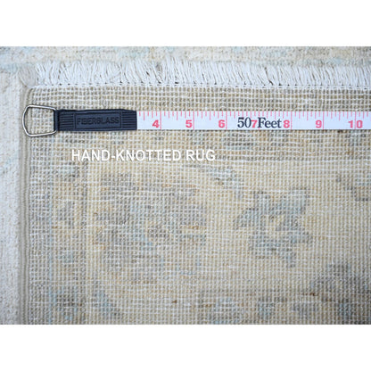 Oushak And Peshawar Wool Hand Knotted Rug Ivory Ivory 2.5X9.6 -O074509