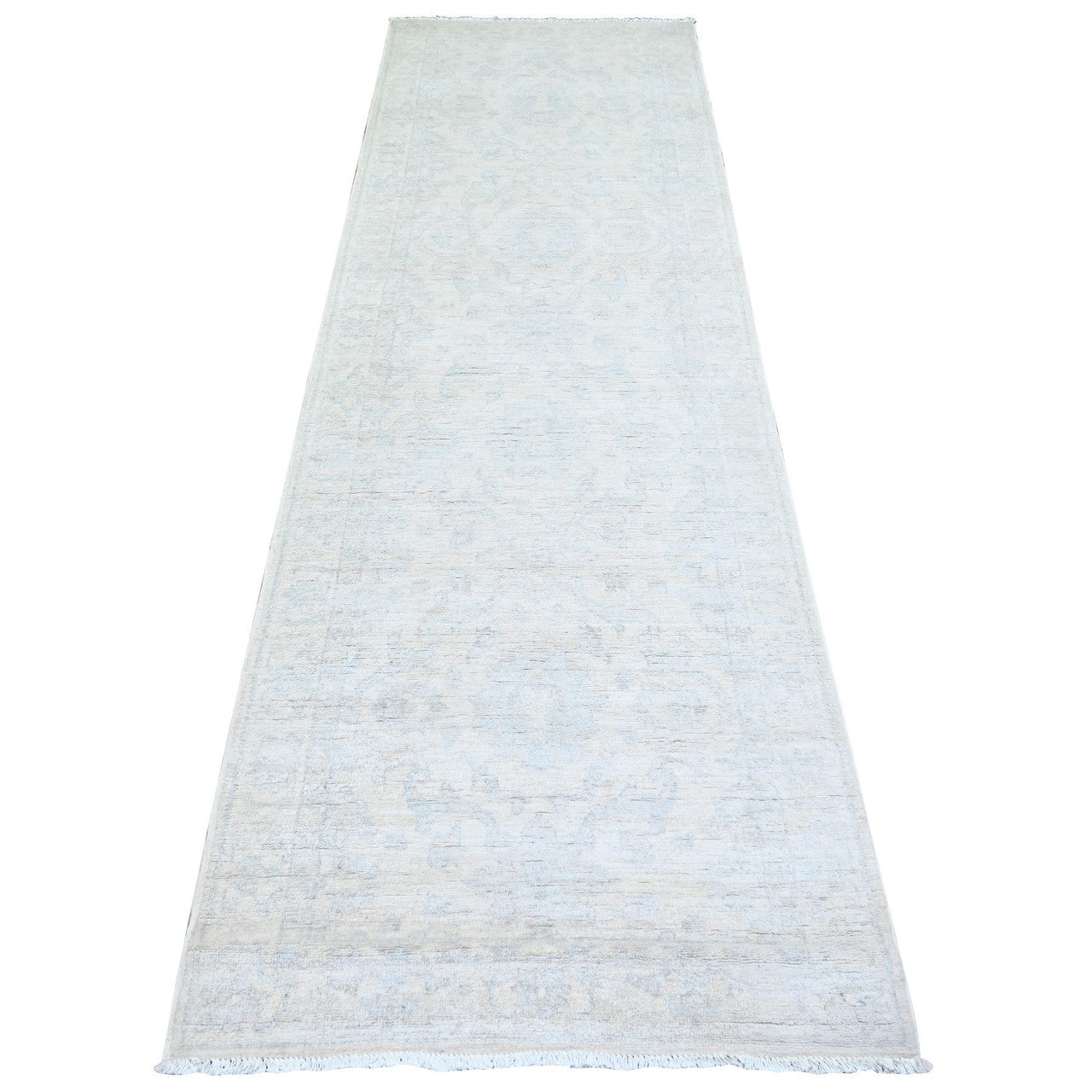 Ivory 2'11" x 9'4" Oushak And Peshawar Hand knotted Wool Rug - Sku: O074510
