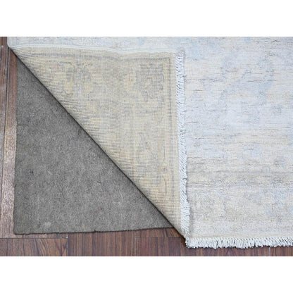 Oushak And Peshawar Wool Hand Knotted Rug Ivory Ivory 2.11X9.4 -O074510