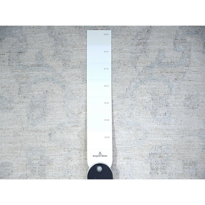 Oushak And Peshawar Wool Hand Knotted Rug Ivory Ivory 2.11X9.4 -O074510