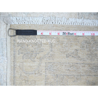 Oushak And Peshawar Wool Hand Knotted Rug Ivory Ivory 2.11X9.4 -O074510