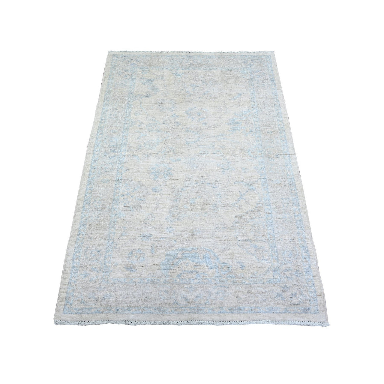 Oushak And Peshawar Wool Hand Knotted Rug Ivory Ivory 3.1X4.11 -O074513