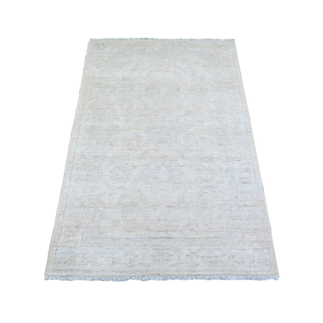 Oushak And Peshawar Wool Hand Knotted Rug Ivory Ivory 3.0X5.0 -O074514