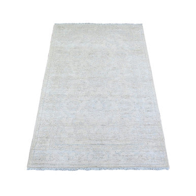 Oushak And Peshawar Wool Hand Knotted Rug Ivory Ivory 3.0X5.0 -O074514
