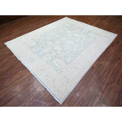 Oushak And Peshawar Wool Hand Knotted Rug Grey Silver 7.11X9.7 -O074515