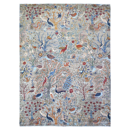 Oushak And Peshawar Wool Hand Knotted Rug Grey No Border 8.8X11.8 -O074519