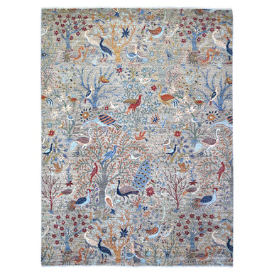 Oushak And Peshawar Wool Hand Knotted Rug Grey No Border 8.8X11.8 -O074519