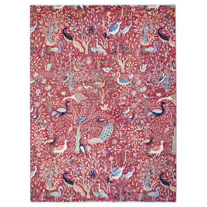 Oushak And Peshawar Wool Hand Knotted Rug Red No Border 9.0X11.10 -O074522