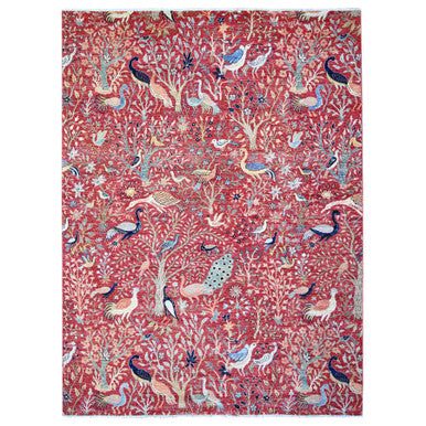 Oushak And Peshawar Wool Hand Knotted Rug Red No Border 9.0X11.10 -O074522