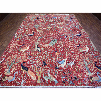 Oushak And Peshawar Wool Hand Knotted Rug Red No Border 9.0X11.10 -O074522