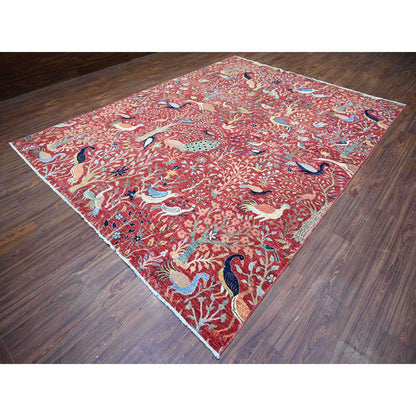 Oushak And Peshawar Wool Hand Knotted Rug Red No Border 9.0X11.10 -O074522