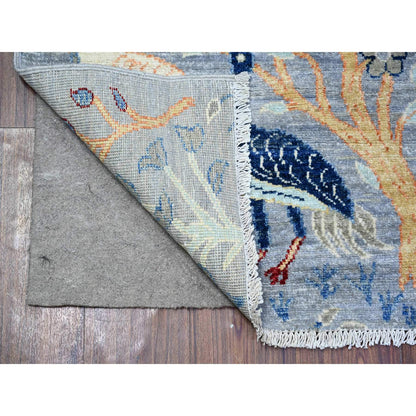 Oushak And Peshawar Wool Hand Knotted Rug Grey No Border 2.9X9.8 -O074527