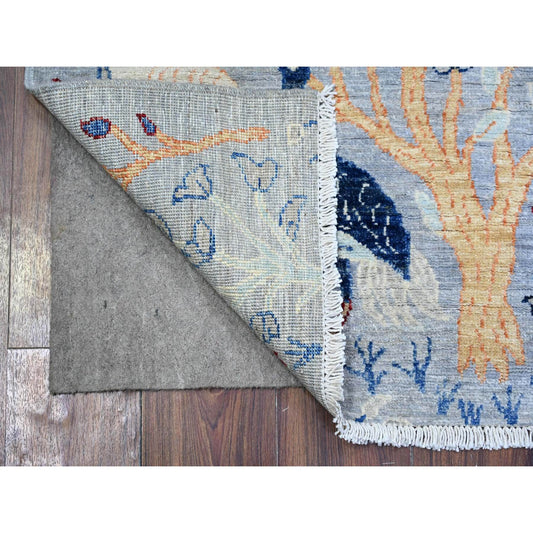 Oushak And Peshawar Wool Hand Knotted Rug Grey No Border 2.6X7.10 -O074529