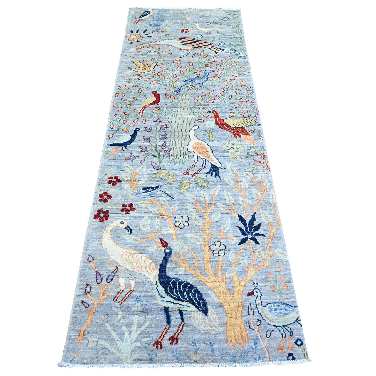 Gray 2'7" x 7'10" Oushak And Peshawar Hand knotted Wool Rug - Sku: O074531