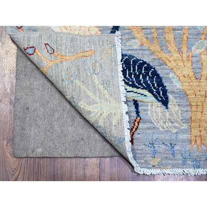 Oushak And Peshawar Wool Hand Knotted Rug Grey No Border 2.7X7.10 -O074531