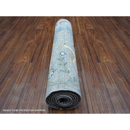 Oushak And Peshawar Wool Hand Knotted Rug Grey No Border 2.7X7.10 -O074531