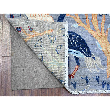 Oushak And Peshawar Wool Hand Knotted Rug Grey No Border 2.7X7.8 -O074533