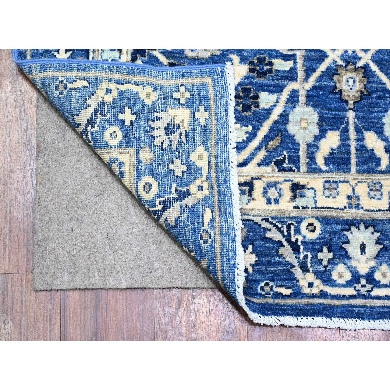 Blue 3'7" x 9'11" Heriz Hand knotted Wool Rug -O074542