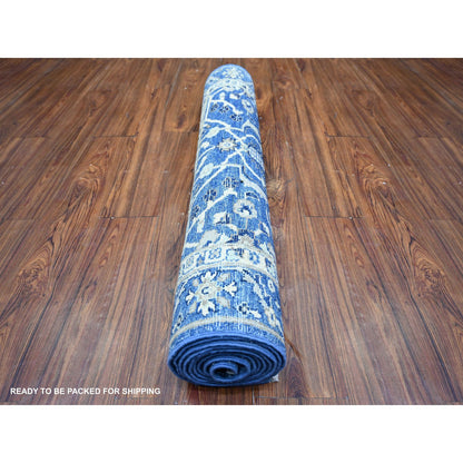 Heriz Wool Hand Knotted Rug Blue Blue 3.7X9.11 -O074542