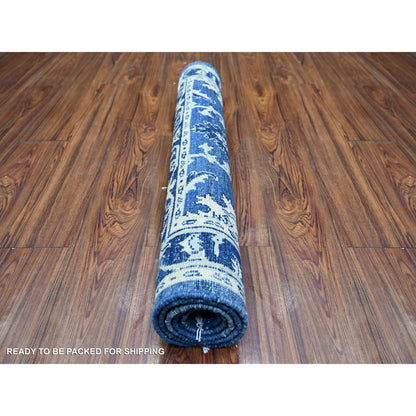 Oushak And Peshawar Wool Hand Knotted Rug Blue Blue 3.2X4.10 -O074544