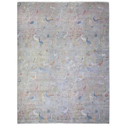 Oushak And Peshawar Wool Hand Knotted Rug Grey No Border 11.11X15.2 -O074546