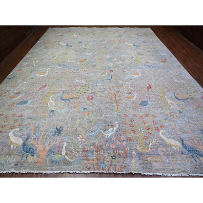 Oushak And Peshawar Wool Hand Knotted Rug Grey No Border 11.11X15.2 -O074546