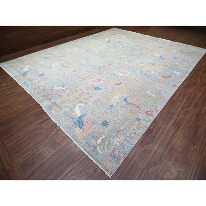 Oushak And Peshawar Wool Hand Knotted Rug Grey No Border 11.11X15.2 -O074546