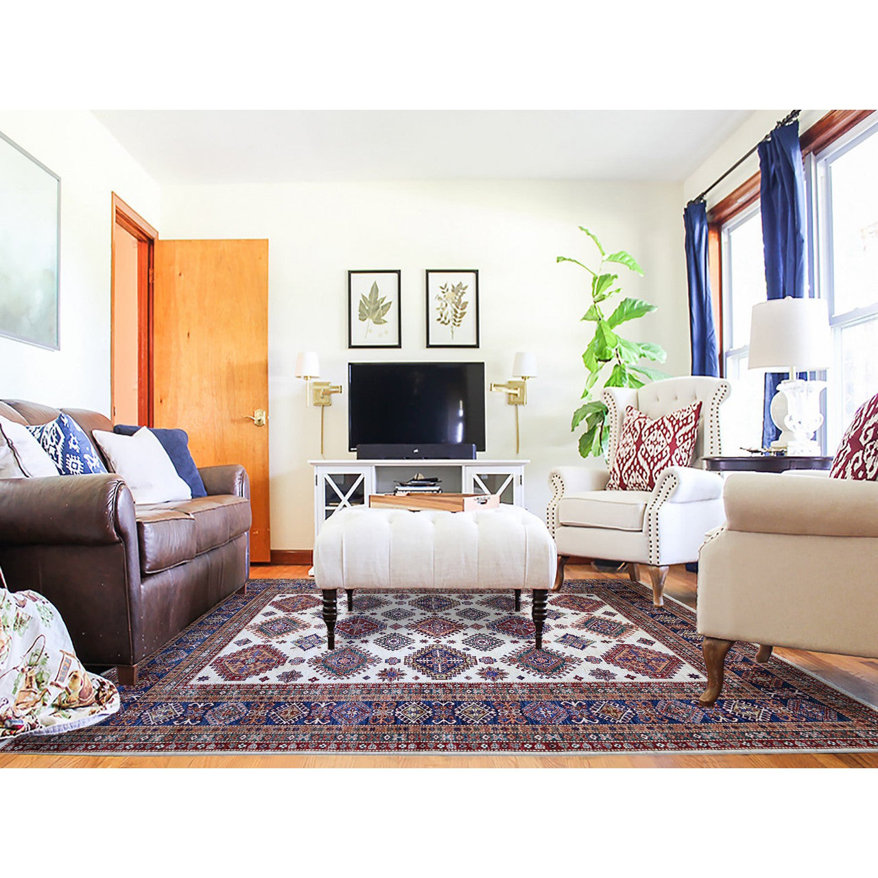 Ivory 8'4" x 11'5" Kazak Air Force Hand knotted Wool Rug - Sku: O074547