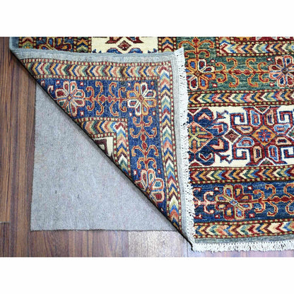 Kazak Wool Hand Knotted Rug Grey Ivory 11.5X13.9 -O074550