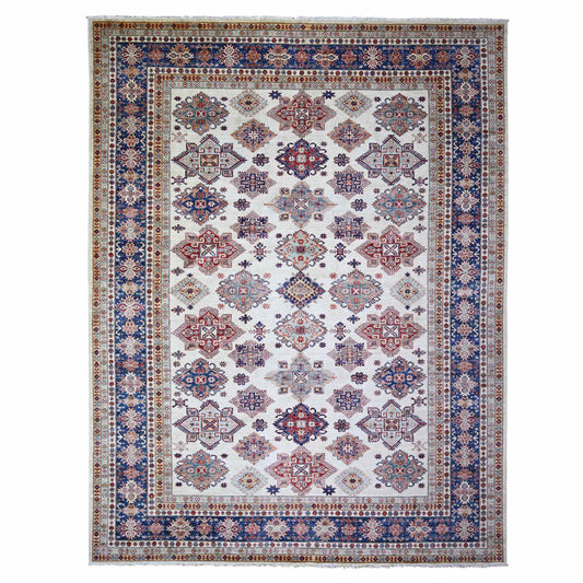 Oushak And Peshawar Wool Hand Knotted Rug Ivory Blue 9.2X11.10 -O074551