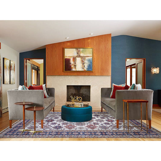 Oushak And Peshawar Wool Hand Knotted Rug Ivory Blue 9.2X11.10 -O074551