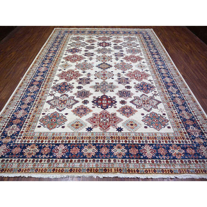Oushak And Peshawar Wool Hand Knotted Rug Ivory Blue 9.2X11.10 -O074551