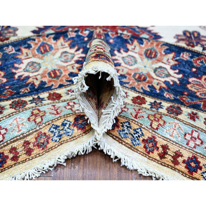 Oushak And Peshawar Wool Hand Knotted Rug Ivory Blue 9.2X11.10 -O074551