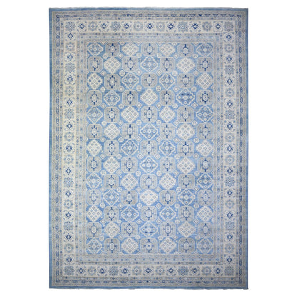 Kazak Wool Hand Knotted Rug Blue White 11.11X16.9 -O074552