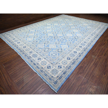 Kazak Wool Hand Knotted Rug Blue White 11.11X16.9 -O074552