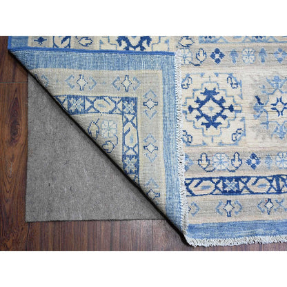 Kazak Wool Hand Knotted Rug Blue White 11.11X16.9 -O074552