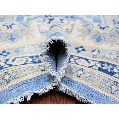 Kazak Wool Hand Knotted Rug Blue White 11.11X16.9 -O074552