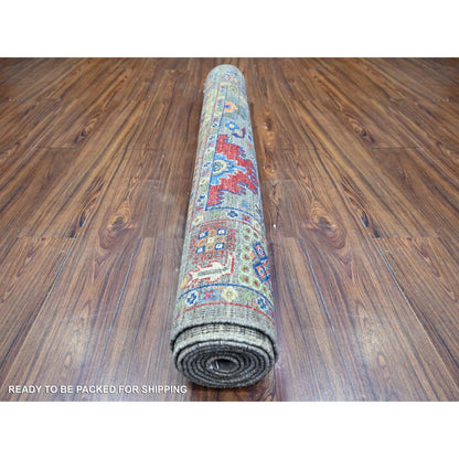 Oushak And Peshawar Wool Hand Knotted Rug Grey Gray 4.1X9.8 -O074560