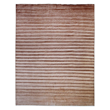 Modern and Contemporary Wool Hand Knotted Rug Brown No Border 8.0X10.0 -O074563