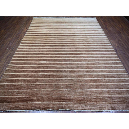 Modern and Contemporary Wool Hand Knotted Rug Brown No Border 8.0X10.0 -O074563