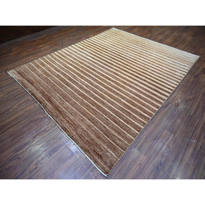 Modern and Contemporary Wool Hand Knotted Rug Brown No Border 8.0X10.0 -O074563